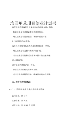 均四甲苯项目创业计划书